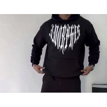 Biçomi Uzun Kol Kapşonlu Baskılı SweatShirt - Siyah