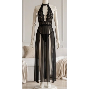 Bicomi Zarafet & Konfor Serisi: Esnek Dantelli Ve Yırtmaçlı Şık Nightwear Gecelik