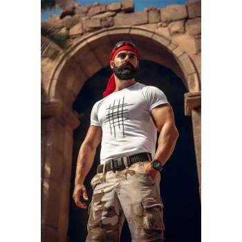 Bisiklet Yaka Baskılı Oversize T-Shirt - Beyaz -