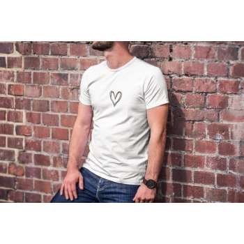 Bisiklet Yaka Baskılı Oversize T-Shirt - Beyaz -