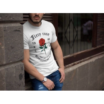 Bisiklet Yaka Baskılı Oversize T-Shirt - Beyaz -