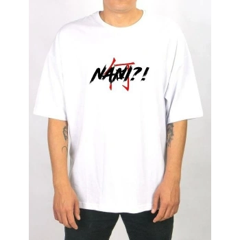 Bisiklet Yaka Baskılı Oversize T-Shirt - Beyaz -