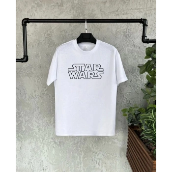 Bisiklet Yaka Kısa Kol Baskılı T-Shirt - Beyaz -
