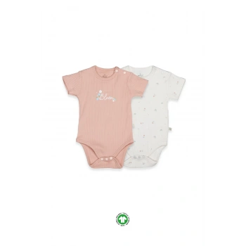 Flying Bloom White Yarım Kol 2li Body 17118 Ekru Gül Kurusu