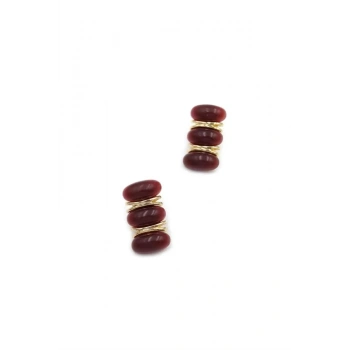 Boncuk Vintage Küpe - Kırmızı