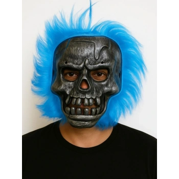 Cadılar Bayramı Lacivert Saçlı Maske