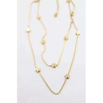 Çiçek Kolye-60 cm - Altın
