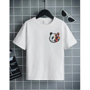 Çocuk Baskılı T-Shirt - Beyaz