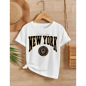 Çocuk   Baskılı T-Shirt - Beyaz