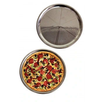 Delikli Çelik Pizza Ve Lahmacun Tepsisi Orta Boy -32  Cm