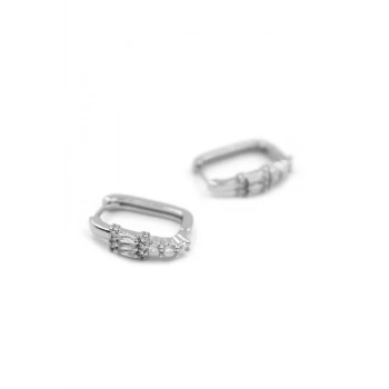 Dikdörtgen Taşlı Küpe - Gümüş