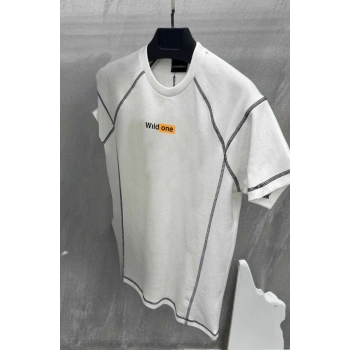 Dikişli Baskılı Oversize T-Shirt - Beyaz -