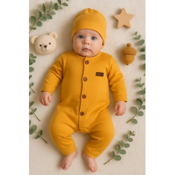 Düğmeli Önden Açık İnterlok Tulum