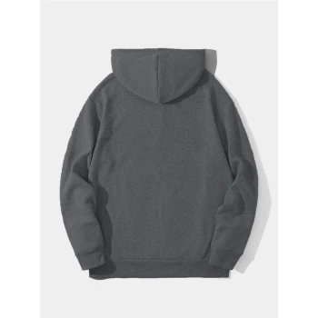 Düz Kapüşonlu Sweat - Füme