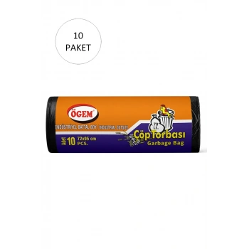 Endüstriyel Battal Boy Çöp Torbası 72 x 95 cm 10 Lu Rulo x 10 Paket = 100 Adet (Siyah)