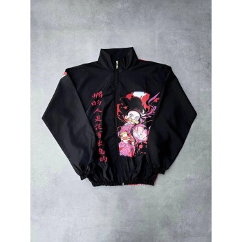 Fermuarlı Dijital Baskılı Rüzgarlık - Siyah -