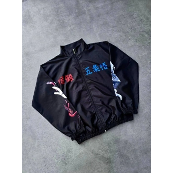 Fermuarlı Dijital Baskılı Rüzgarlık - Siyah -