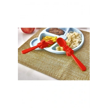 Figürlü Mama Çatal Kaşık Seti - Kırmızı