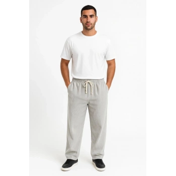 Fitilli Kadife Cepli Buggy Pantolon Oversize Rahat Kalıp - Gri