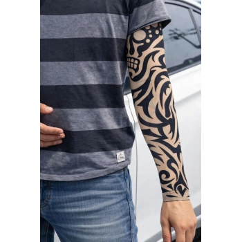 Giyilebilir Kol Dövmesi Çorap Dövme 3d Baskılı Kol Bacak Dövme 2 Adet Model 9