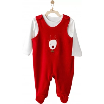 Happy Newyear Kadife Bebek Tulum Takım Red