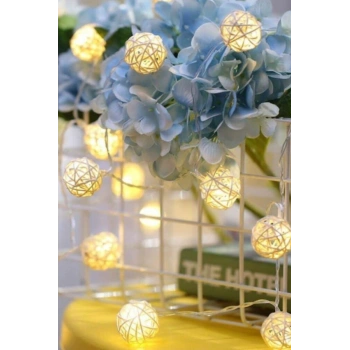 Hasır Toplar Led Işık 2 Metre Gün Işığı Dekor Lambası