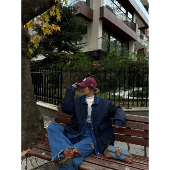 Jeans Detaylı Cıtcıtlı CEKET - Lacivert -