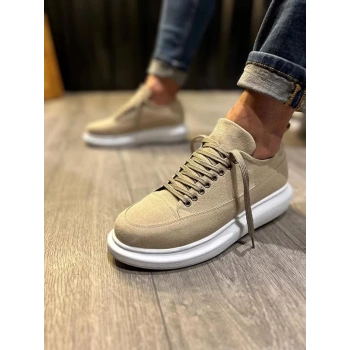JY914 Drake Bağcıklı Süet Erkek Günlük Sneaker Ayakkabı SBT Krem