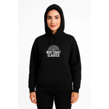 Kapşonlu Sweatshirt – Oversize“West Coast Classics” - Siyah -