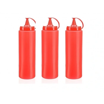 Ketçap Şişesi - 1000ml Dev Boy Kırmızı 3 Adet