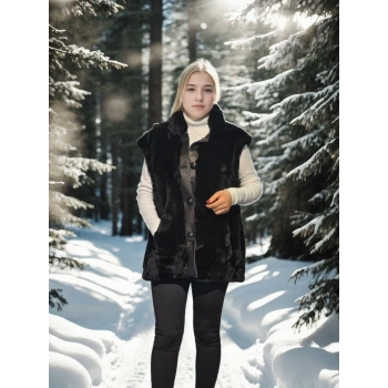 Kolsuz Hakiki Yelek - Siyah