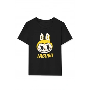 Labubu   Baskılı T-Shirt - Siyah -