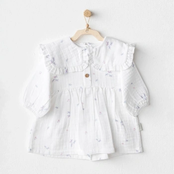 Magical Butterfly Müslin Bebek Elbise White