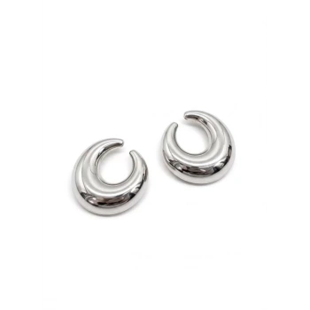 Metal Hilal Küpe - Gümüş