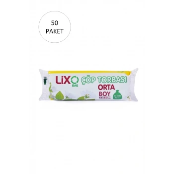 Orta Boy Çöp Torbası 55 x 60 cm 20 Li Rulo x 50 Paket = 1.000 Adet (Mavi)