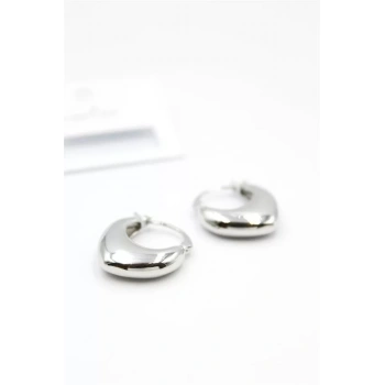 Oval Halka Küpe - Gümüş