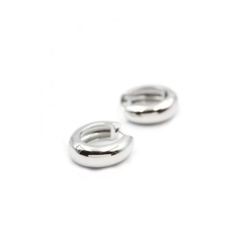 Oval Halka Küpe - Gümüş