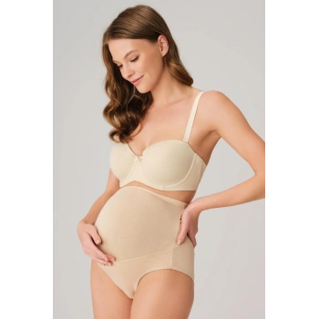 Pamuk ve Modal Kumaş Yüksek Bel Ten Hamile Külodu