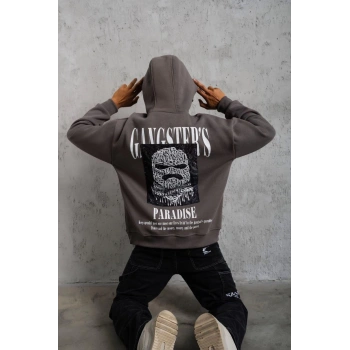 Paradise Baskılı Kapüşonlu Sweat - Gri