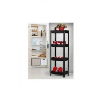 Shelf Unit Raf Ünitesi Siyah Renk 4 Katlı Biçomi-81414