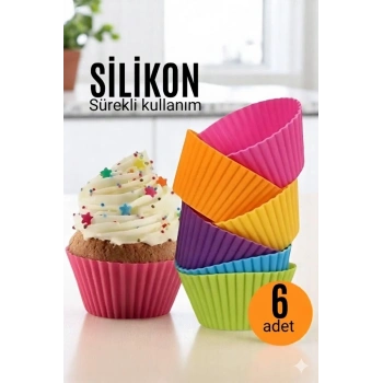 Silikon Muffin Kalıbı - Sürekli Kullanım Muffin Kek Kalıbı 6 Adet