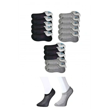 Siyah ve Gri Erkek Görünmez Çorap 15 çift