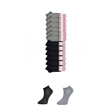 Siyah ve Gri Kadın Bilek Çorap 12 çift