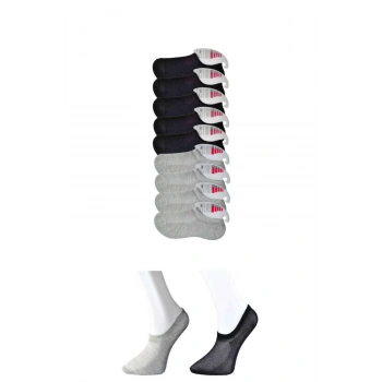 Siyah ve Gri Kadın Görünmez Çorap 9 çift