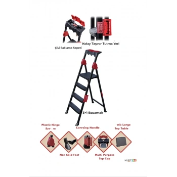 Strong Merdiven 3+1 Basamaklı Merdiven Biçomi-STRONG31