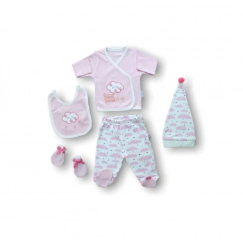 Uykucu Bulut Nakışlı  5li Zıbın Takımı Hastane Çıkışı Pembe