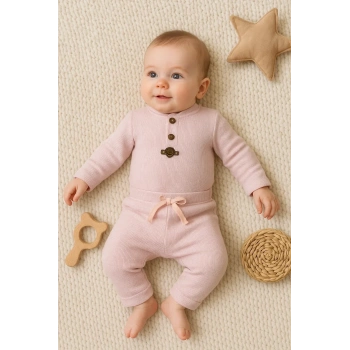 Waffle Çıtlı Düğmeli 2li Mevsimlik Takım