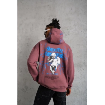 Yıldırım Baskılı Kapşonlu Sweat - Gül Kurusu