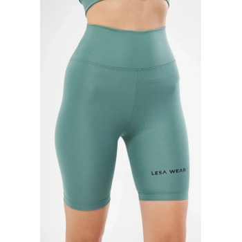 Yüksek Bel Biker Sporcu Şort - Mint Yeşili