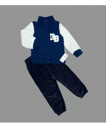 1-2-3 Yaş Kuzu Kumaş Fermuarlı Sweat Kadife Pantolonlu Uzun Kollu Kız Erkek Çocuk 2li Takım Lacivert